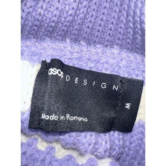 ASOS DESIGN Striped Mock Neck Sweater – Size M – Lilac, Mustard, Cream, Black - Picture 2 of 4